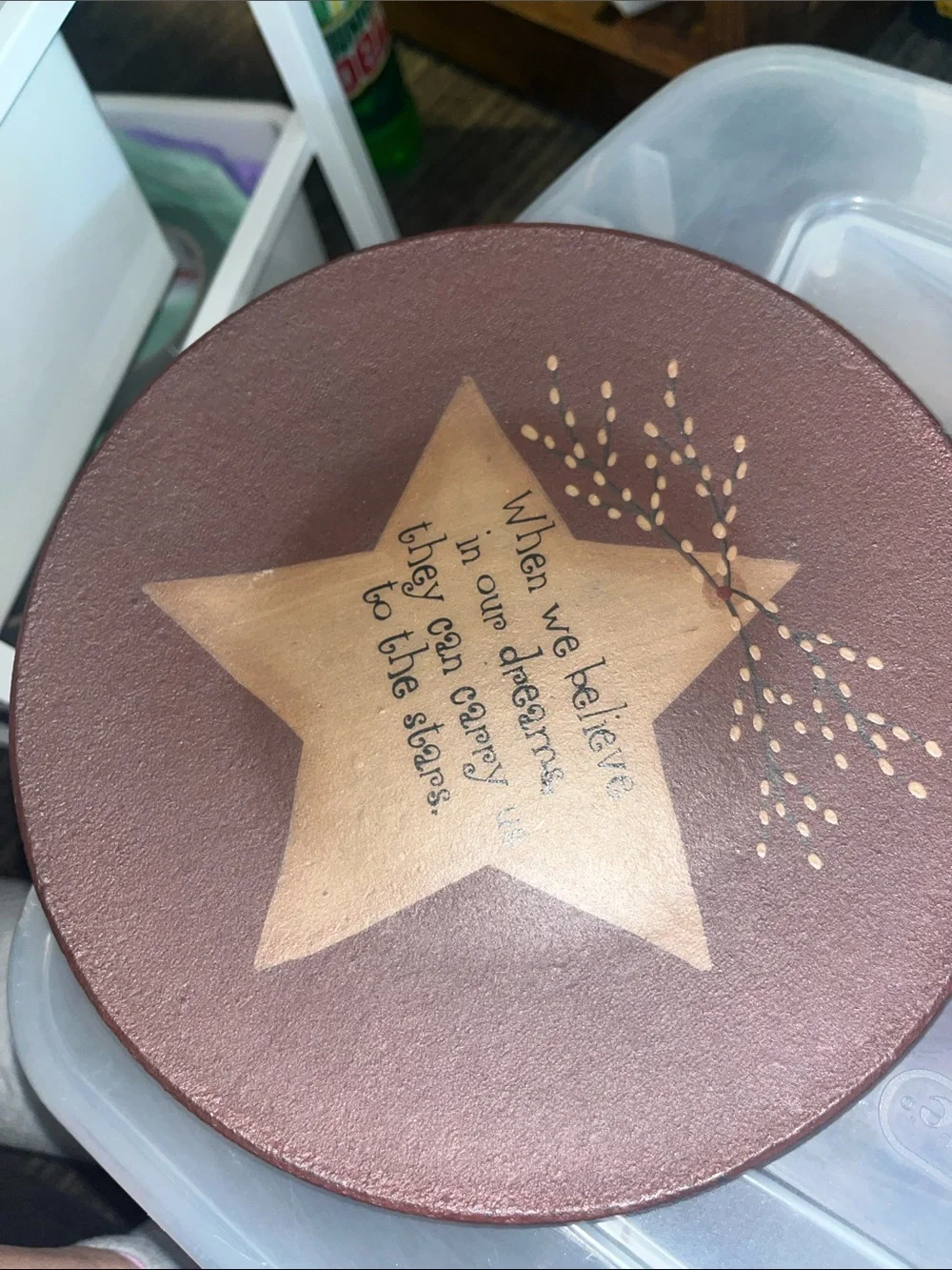 Vintage Hand Painted Decorative Brown Star Plaque Wall Accents (Set of 2)175